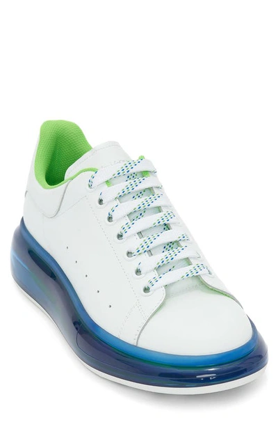 Shop Alexander Mcqueen Oversize Clear Sole Sneaker In White/ Green/ Blue