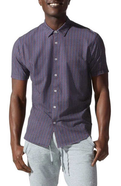 Shop Good Man Brand Flex Pro Slim Fit Print Short Sleeve Button-up Shirt In Navy Palm Beach Dot