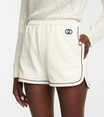 Shop Gucci Interlocking G Jersey Shorts In 白色