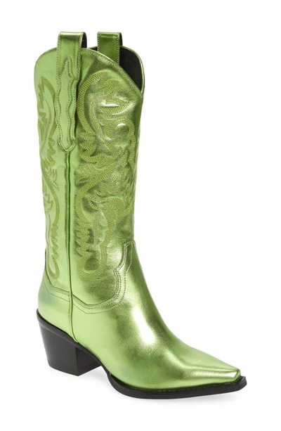 Shop Jeffrey Campbell Dagget Western Boot In Green Metallic Leather