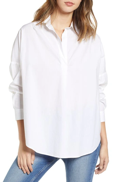 Shop French Connection Rhodes Poplin Shirt In Linen White