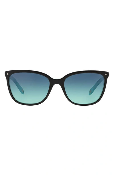 Shop Tiffany & Co 55mm Mirrored Square Sunglasses In Black/ Blue Gradient