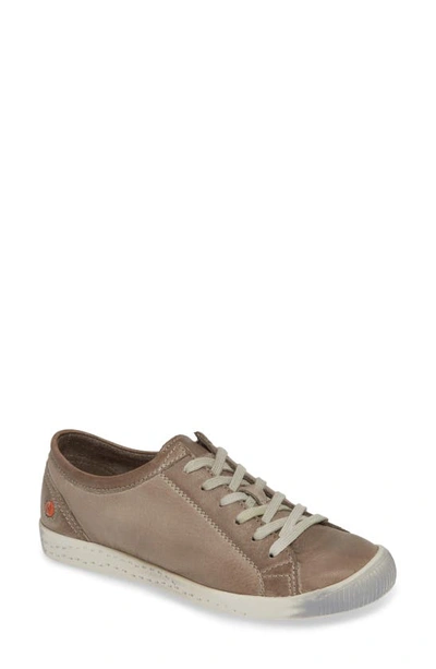 Shop Softinos By Fly London Isla Distressed Sneaker In Taupe/ Taupe Leather