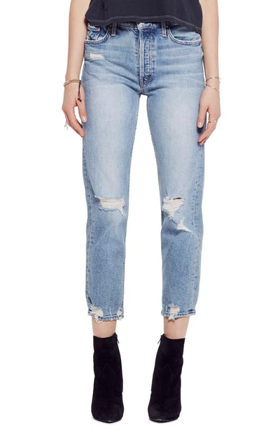 Shop Mother The Tomcat High Waist Ripped Crop Straight Leg Jeans In True Confession