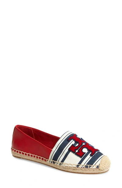 Shop Tory Burch Ines Espadrille In Navy Bold Awning Stripe/ Red