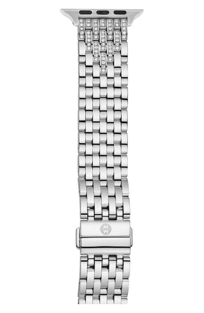 Shop Michele <br \/>diamond 20mm Apple Watchâ® Bracelet Watchband In Chrome