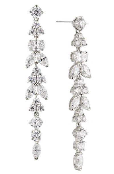 Shop Nadri Prima Linear Drop Earrings In Rhodium