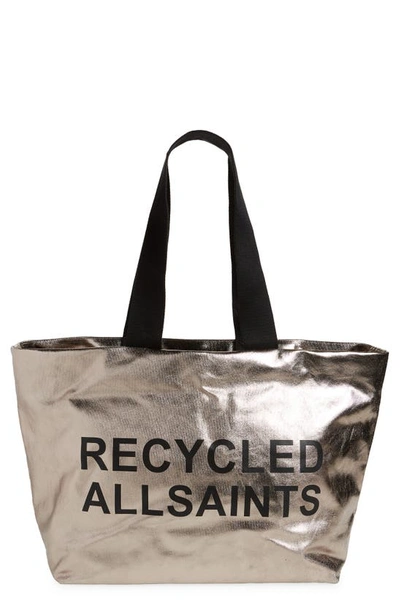 Shop Allsaints Acari Print Recycled Tote In Silver