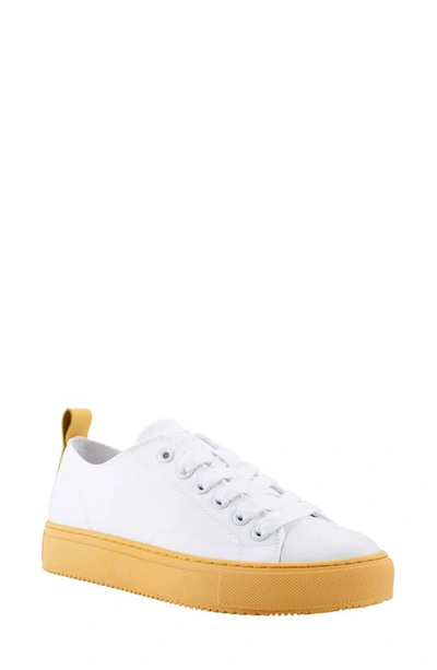Shop Marc Fisher Ltd Cady Sneaker In White/ Yellow Fabric