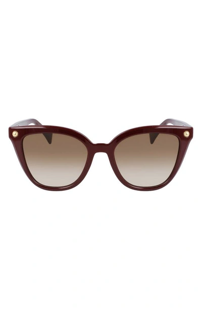 Shop Lanvin Arpege 53mm Gradient Cat Eye Sunglasses In Burgundy