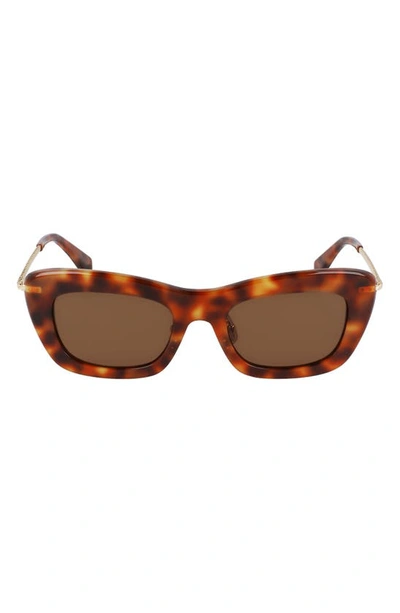 Shop Lanvin Babe 51mm Rectangle Sunglasses In Light Havana