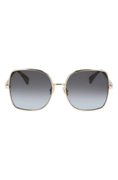 Shop Lanvin Arpege 60mm Square Sunglasses In Gold/ Gradient Grey