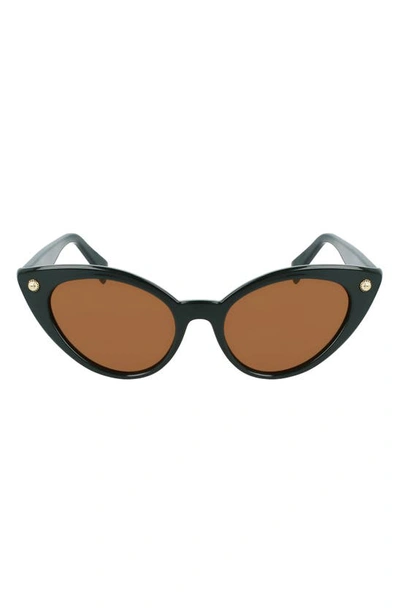 Shop Lanvin Arpege 53mm Cat Eye Sunglasses In Dark Green