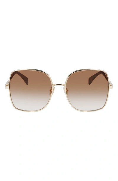 Shop Lanvin Arpege 60mm Square Sunglasses In Gold/ Gradient Brown