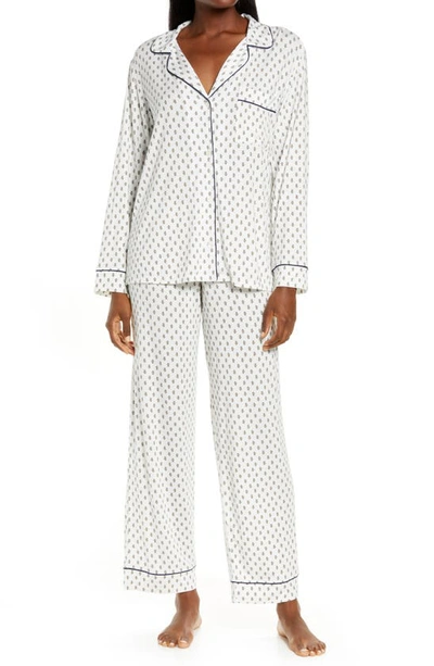 Shop Eberjey 'sleep Chic' Knit Pajamas In Summer Batik/ Navy