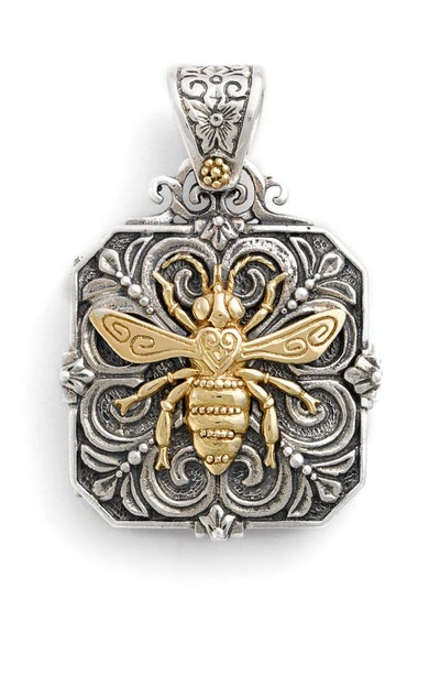 Shop Konstantino 'penelope' Bee Locket Pendant In Silver/ Gold