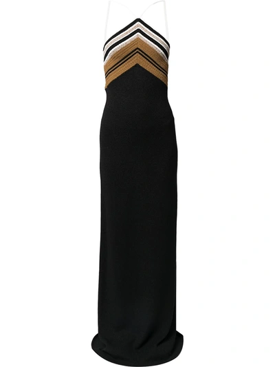 Shop Proenza Schouler Stripe-detail Halterneck Dress In Black