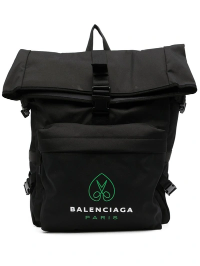 Shop Balenciaga Logo-print Backpack In Schwarz
