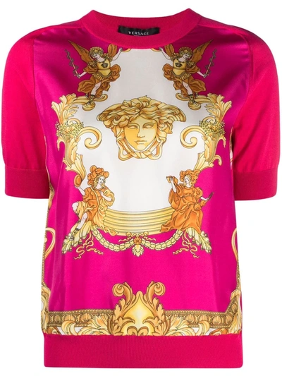Shop Versace Baroque-print T-shirt In Rosa