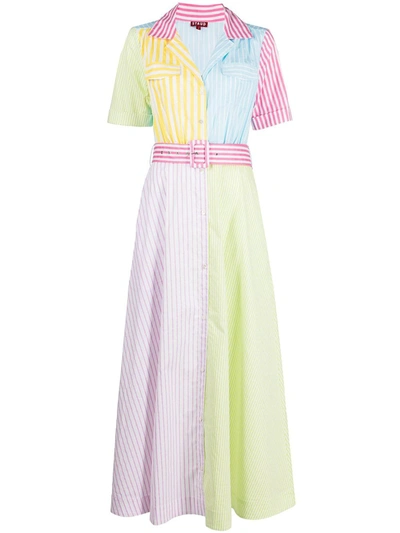 Shop Staud Patchwork-stripe Shirt Dress In Mehrfarbig