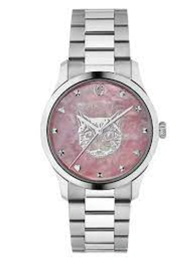 Shop Gucci G-timeless Iconic Quartz Unisex Watch Ya1264166 In Mother Of Pearl / Pink