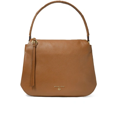 Shop Michael Kors Grand Light Brown Shoulder Bag In Leather