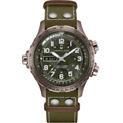 Hamilton Men's Khaki Aviation X-wind Green Textile Strap Watch 45mm