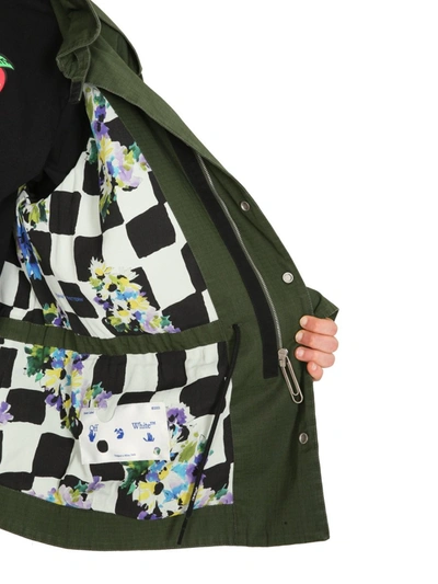 Shop Off-white Military Jacket With Logo Print In Green