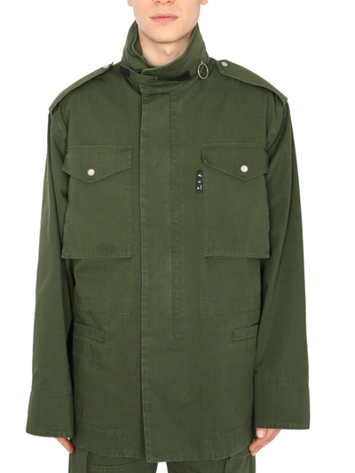 Shop Off-white Military Jacket With Logo Print In Green