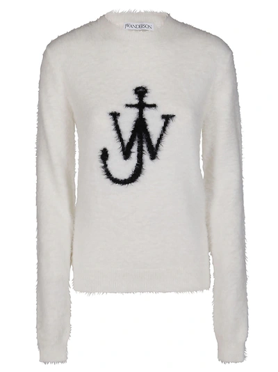 Jw Anderson Women Maglia Con Intarsio Logo In White