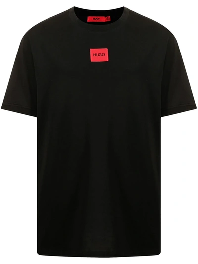 Shop Hugo Logo-patch Cotton T-shirt In Schwarz