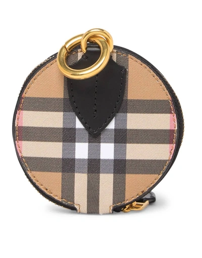 Shop Burberry Grainy Leather Luggage Tag - Black In Multicolor