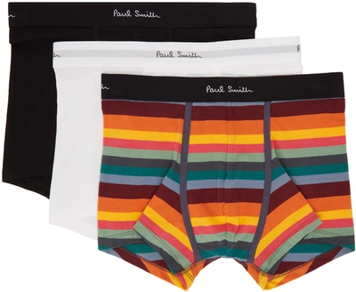 Shop Paul Smith Three-pack Multicolor Stripe Boxer Briefs In 01a Pack