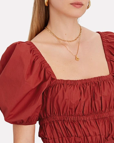 Shop Ulla Johnson Alegria Puff Sleeve Poplin Romper In Red