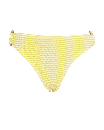 Shop Cleonie Ripple Striped Bikini Bottoms In Yellow/white