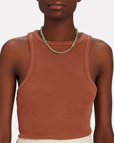 Shop Agolde Rib Knit Cotton Tank Top In Brown