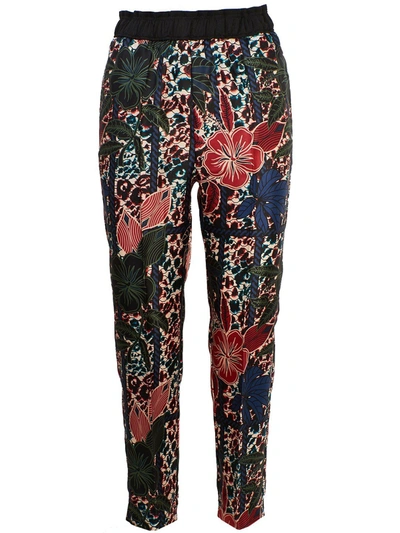 Shop Moncler Floral Printed Tailored Pants In Multi