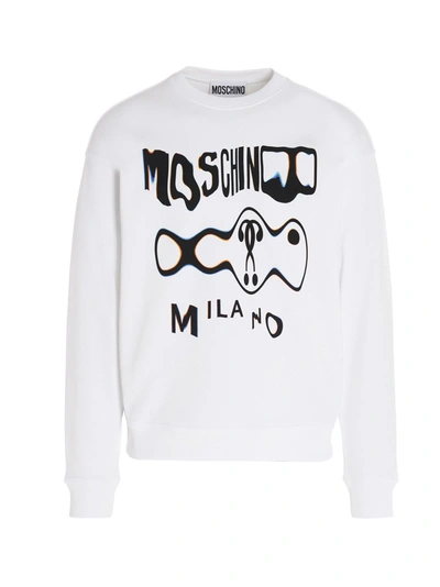 Shop Moschino Optical Logo Printed Sweatshirt In White