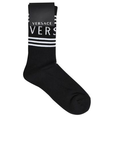Shop Versace Vintage Logo Socks In Black