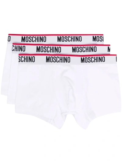 Shop Moschino Logo-waistband Three-pack Boxers In White