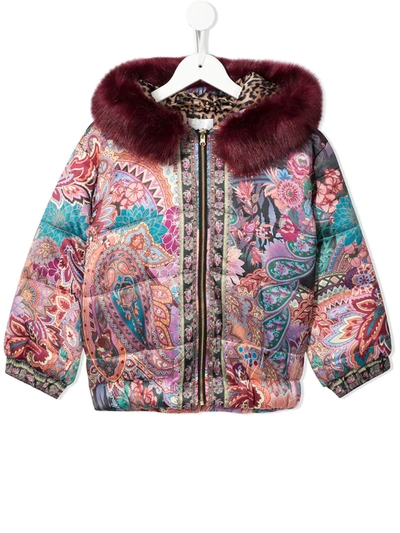 Shop Camilla Paisley-print Puffer Jacket In Pink
