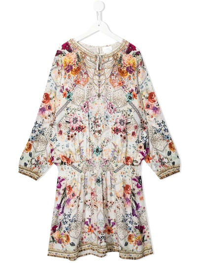 Shop Camilla Floral-print Long-sleeved Dress In Multicolour