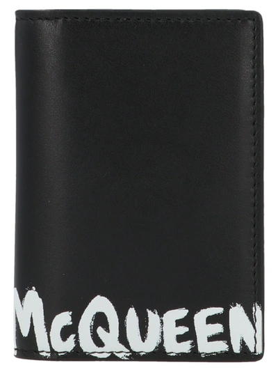 Shop Alexander Mcqueen Graffiti Logo Cardholder In Black