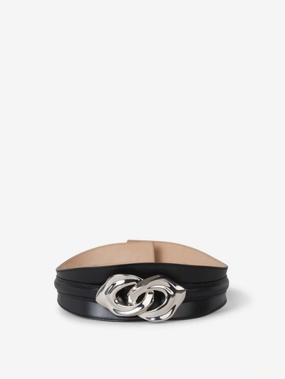 Shop Alexander Mcqueen Sculptural Link Belt In Black