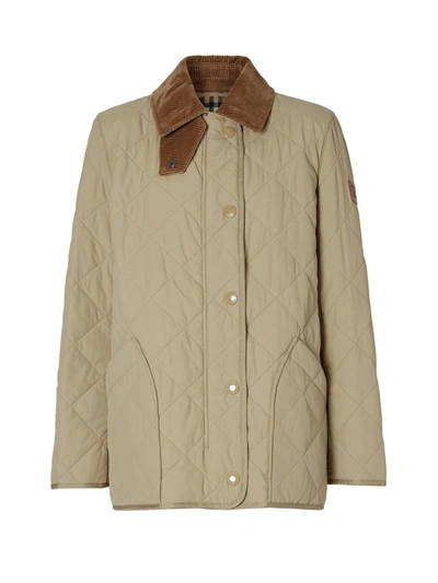 Shop Burberry Diamond Quilted Barn Jacket In Beige