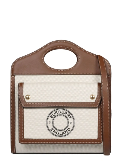 Shop Burberry Mini Pocket Tote Bag In Beige