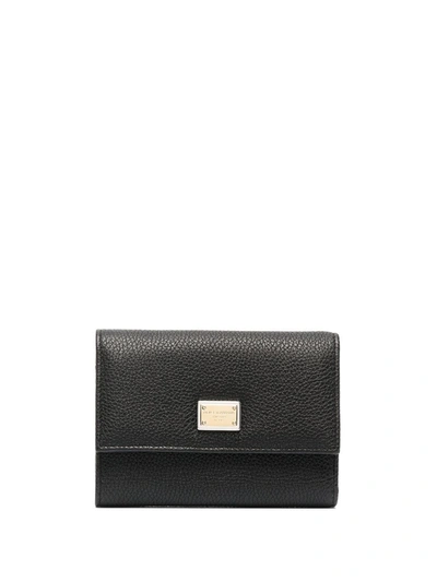 Shop Dolce & Gabbana Logo Plaque Compact Wallet In Black
