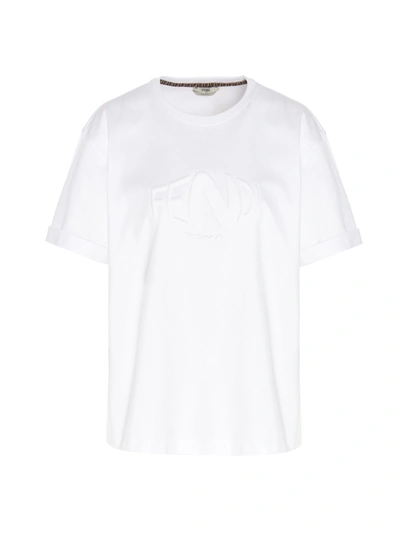 Fendi Cut-out Logo T-shirt In White | ModeSens