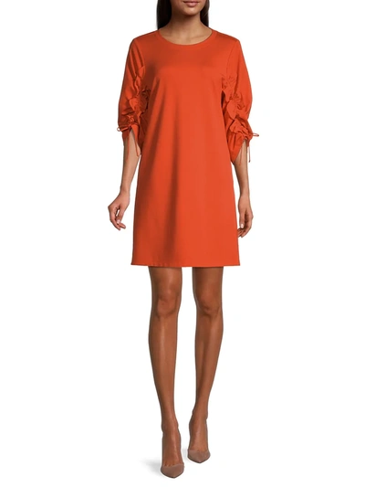 Shop Kobi Halperin Daniella Ruched-sleeve T-shirt Dress In Mandarin