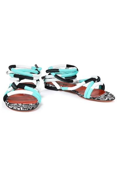 Shop Missoni Lace-up Color-block Suede Sandals In Turquoise